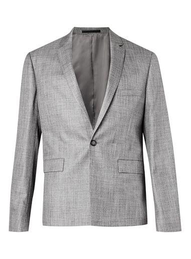 Topman Mens Mid Grey Lightweight Grey Crosshatch Skinny Suit Jacket