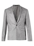 Topman Mens Mid Grey Lightweight Grey Crosshatch Skinny Suit Jacket