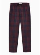 Topman Mens Red Burgundy And Navy Check Pants