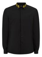 Topman Mens Black And Gold Embroidered Shirt