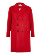 Topman Mens Red Contrast Stitch Oversized Coat With Wool