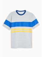 Topman Mens Navy Grey Oversized Stripe T-shirt