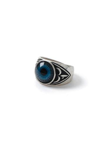 Topman Mens Silver Look Blue Eye Ring*