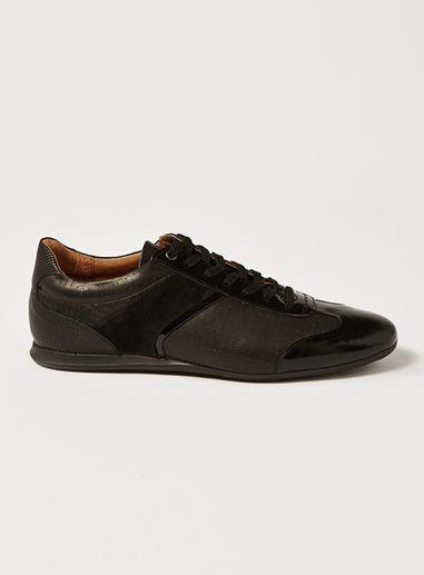 Topman Mens Black Patent Haste Slim Retro Sneakers