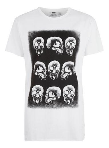 Topman Mens White T-shirt With Skull Print