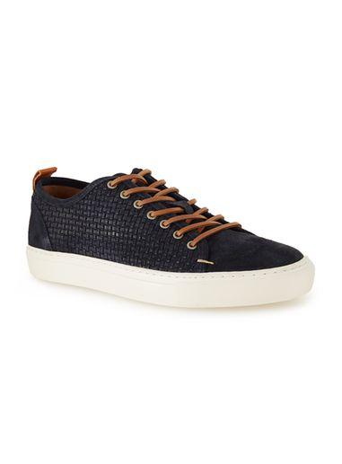 Topman Mens Blue Navy Suede Weave Sneakers