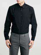 Topman Mens Black Long Sleeve Slim Smart Shirt