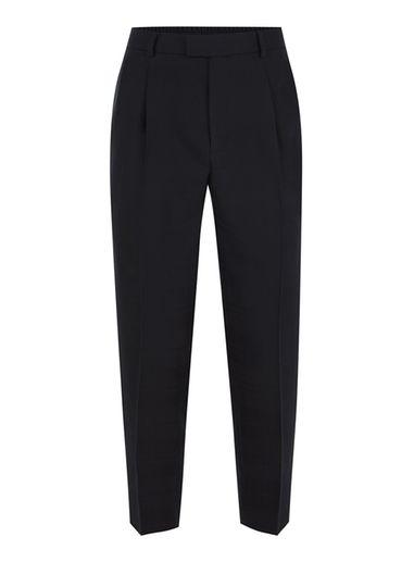 Topman Mens Black Locharron X Topman Navy Tonal Check Tapered Pleated Pants