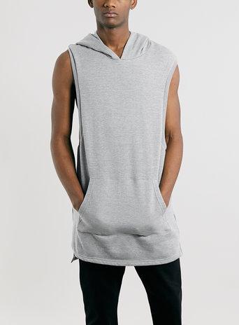 Topman Mens Grey Draped Sleeveless Tunic