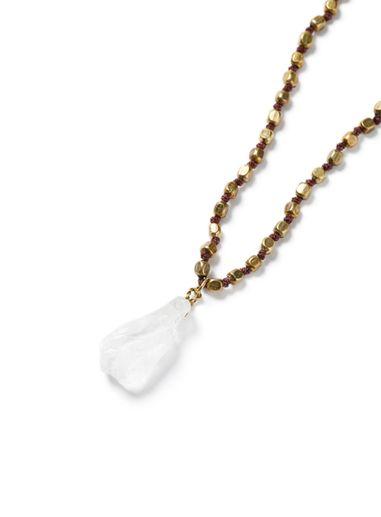 Topman Mens Brown Gold Bead And Stone Necklace