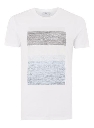 Topman Mens Selected Homme White Abstract Printed T-shirt
