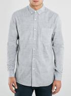 Topman Mens Grey Twist Print Long Sleeve Casual Poplin Shirt