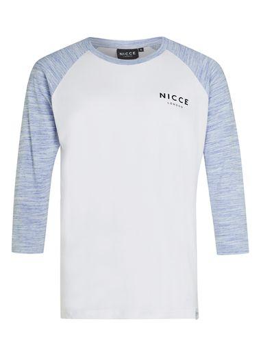 Topman Mens Nicce Blue And White Three Quarter Sleeve T-shirt