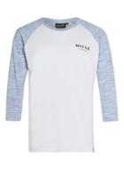 Topman Mens Nicce Blue And White Three Quarter Sleeve T-shirt