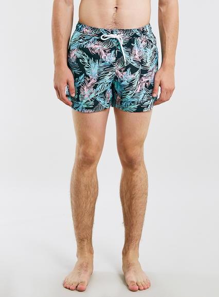 Topman Mens Black Palm Print Swim Shorts