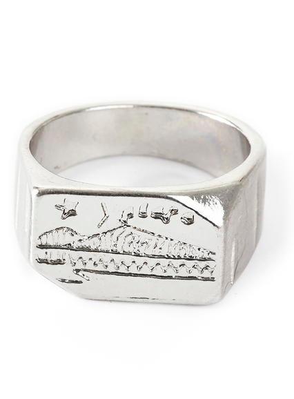 Topman Mens Metallic Engraved Signet Ring*