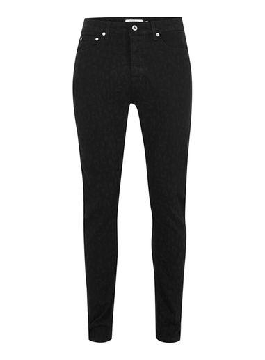 Topman Mens Black Leopard Print Tapered Jeans