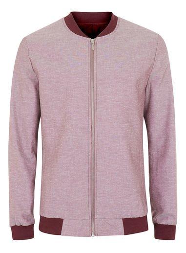 Topman Mens Red Burgundy Jersey Smart Bomber Jacket