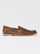 Topman Mens Brown Tan Leather Weave Mantis Loafers