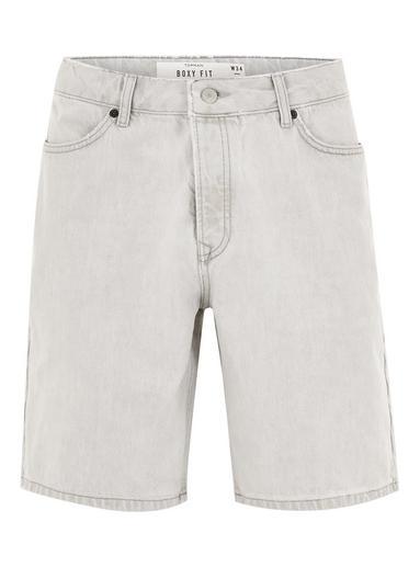 Topman Mens Grey Light Wash Gray Boxy Fit Denim Shorts