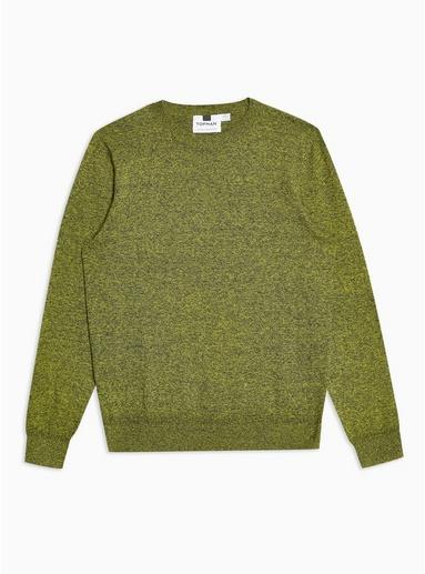Topman Mens Yellow Twist Hem Stitch Sweater