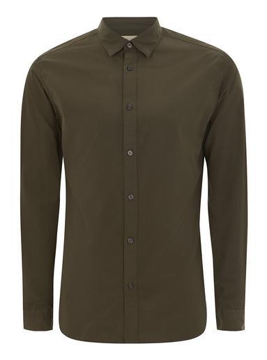 Topman Mens Green Selected Homme's Khaki Long Sleeve Shirt