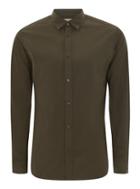 Topman Mens Green Selected Homme's Khaki Long Sleeve Shirt