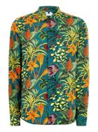 Topman Mens Multi Jungle Foliage Long Sleeve Shirt