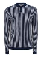 Topman Mens Navy And White Stripe Knitted Polo