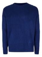 Topman Mens Navy Ribbed Drop Shoulder Sweater