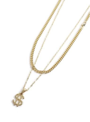 Topman Mens Metallic Layered Dollar Necklace*