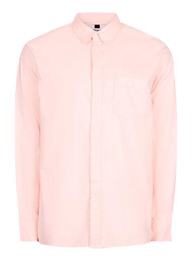 Topman Mens Pink Relaxed Fit Oxford Shirt