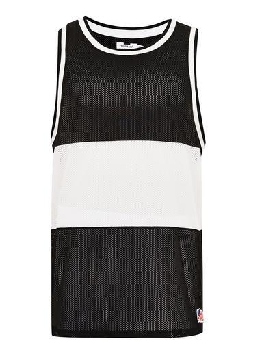 Topman Mens Black Mesh Panel Tank
