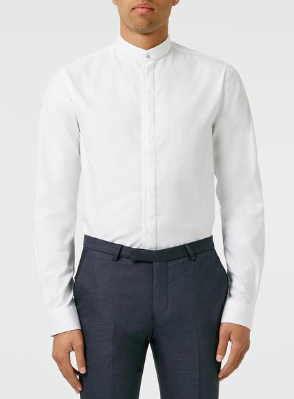 Topman Mens Noose & Monkey White Stand Collar Shirt