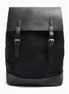 Topman Mens Black Canvas And Pu Backpack