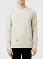 Topman Mens Brown Criminal Damage Light Nude Distressed Shoreditch Sweatshirt*