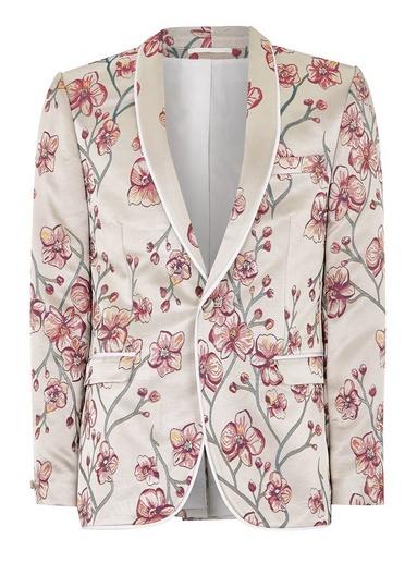 Topman Mens Blossom Pink Jacquard Blazer