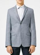 Topman Mens Light Blue Warm Handle Skinny Fit Blazer With Check Collar