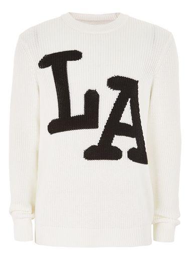 Topman Mens Cream La Intarsia Sweater