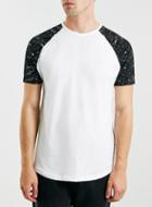 Topman Mens White Splat Print Sleeve T-shirt