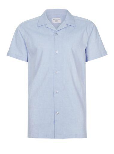 Topman Mens Selected Homme Light Blue Short Sleeve Shirt