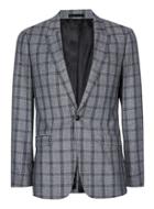 Topman Mens Mid Grey Grey And Blue Check Skinny Fit Suit Jacket