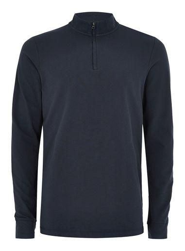 Topman Mens Selected Homme Navy High Neck Zip Top