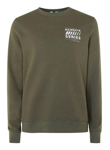 Topman Mens Green Khaki Series Print Sweatshirt