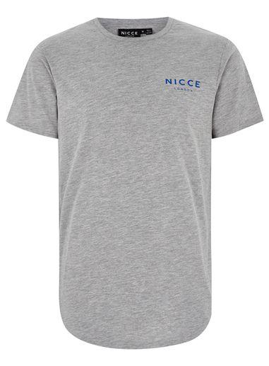 Topman Mens Grey Nicce Gray Curve Hem T-shirt