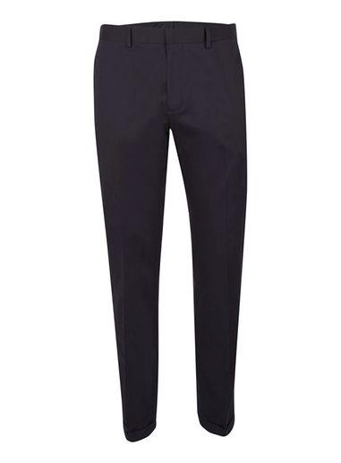 Topman Mens Blue Navy Poplin Cotton Turn Up Skinny Fit Suit Pants