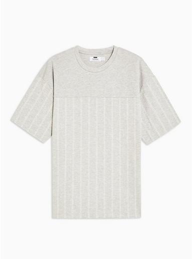 Topman Mens Grey Stripe Oversized T-shirt