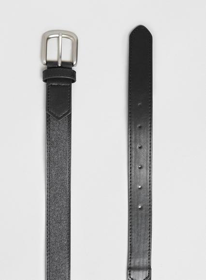Topman Mens Blue Grey Melton Inlay Belt