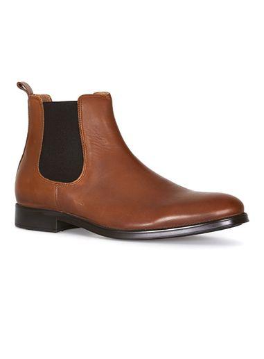 Topman Mens Brown Selected Homme Tan Leather Chelsea Boots