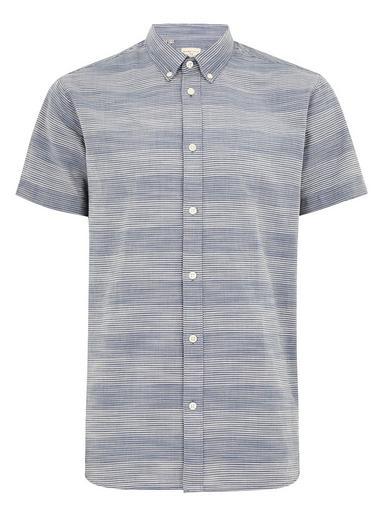 Topman Mens Navy Selected Homme Blue Short Sleeve Shirt